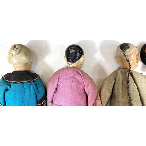 494 - A collection of five Chinese late 19th/early 20th century 'Door of Hope' style dolls with detailed p... 