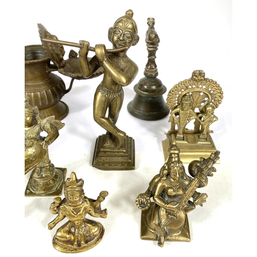 498A - A good selection of various Indian brassware including deities, lamps etc