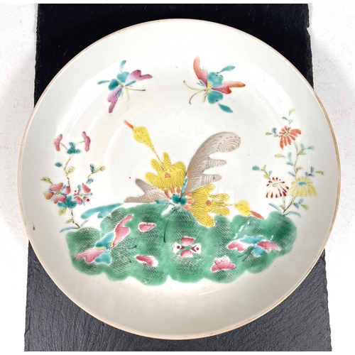 506 - A two Chinese dishes one with polychrome decoration of butterflies with seal mark to base, 24.5cm an... 