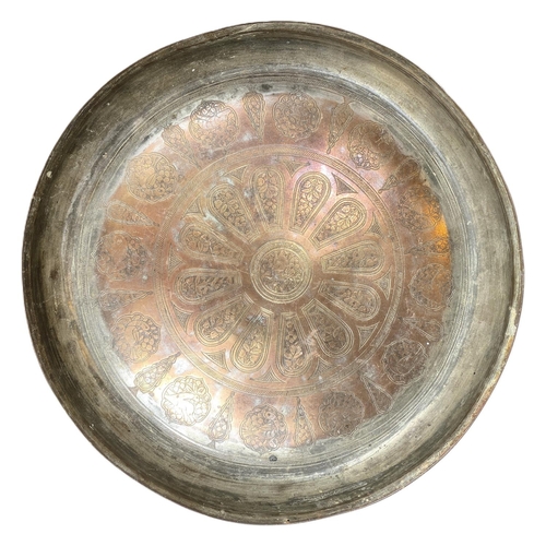 510A - Two late 18th/early 19th century Indian tinned copper dishes with incised decoration, dea. 31 & ... 