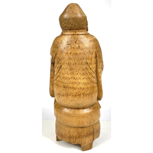 511A - A Chinese carved bamboo figure of a wise man (some damage) ht. 27cm