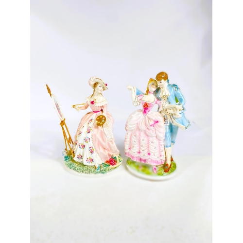 555 - Two Royal Worcester limited edition groups:  The Flirtation & The Graceful Art