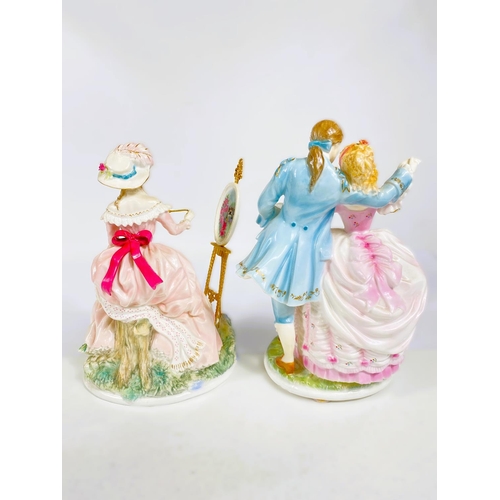 555 - Two Royal Worcester limited edition groups:  The Flirtation & The Graceful Art