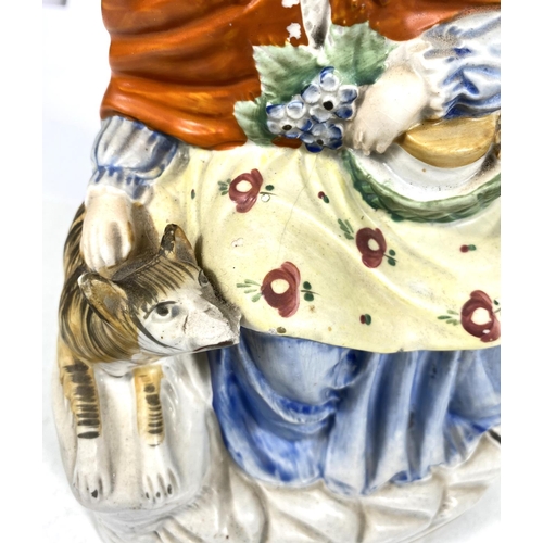 560 - A 19th century Staffordshire figure:  Little Red Riding Hood, eight 26cm (a.f.); a 19th ce... 