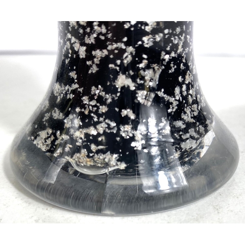 562 - A black glass perfume bottle with silver foil inclusions, 18cm