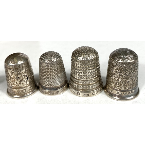 638 - Four hallmarked silver thimbles by Charles Horner; 11 hallmarked silver thimbles; other pl... 