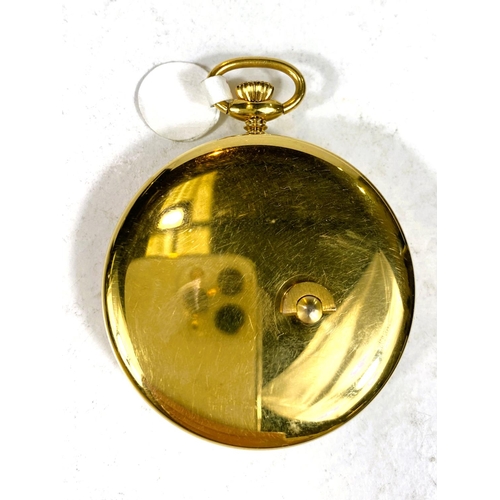 654 - A gent's gold plated pocket watch, musical and open faced with partly exposed movement, by Jacques d... 