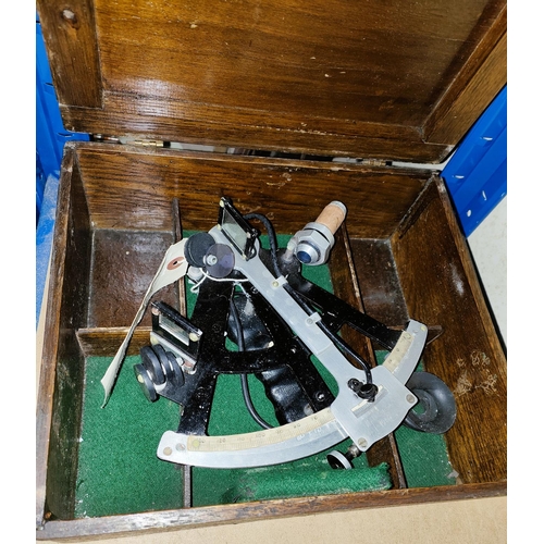 67 - A WWII period sextant scratch built by Pilot Officer E. W. Clayton in box