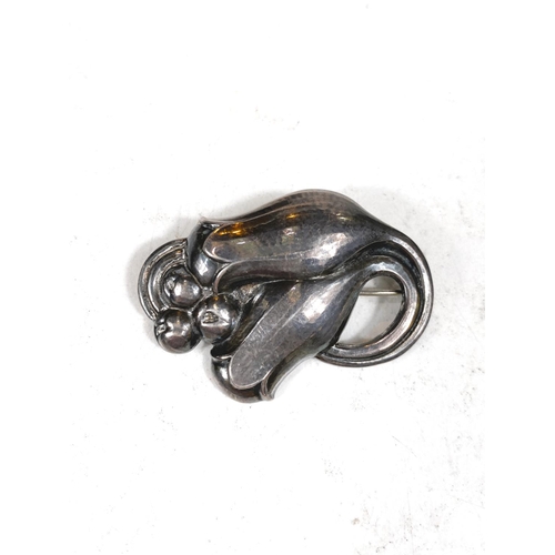 674 - Georg Jensen:  a silver tulip brooch stamped Georg Jensen  935 Sterling Denmark, and ... 