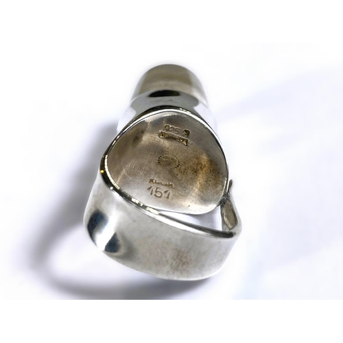 676 - Georg Jensen:  a modernist silver ring set rutilated quartz, designed by Viviana Torun Bulow, s... 