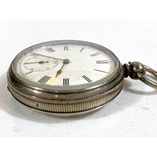 686 - A 19th century open face pocket watch, key wound, in silver case