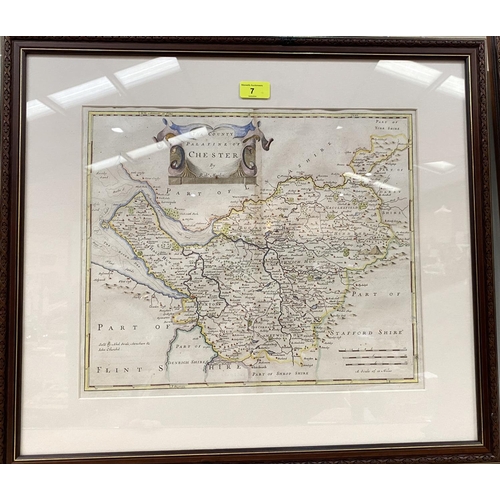 7 - Robert Mordon:  County map of Cheshire, framed and glazed; Thomas Kitchen George:  County ... 
