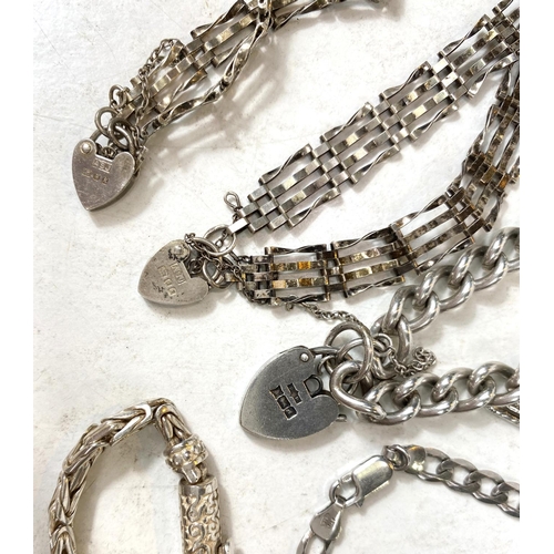 729A - A selection of silver/white metal chain and gate bracelets, 95gm