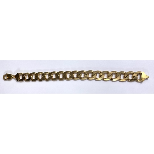 741 - A gent's yellow metal heavy identity bracelet, stamped 375, 54.8gm