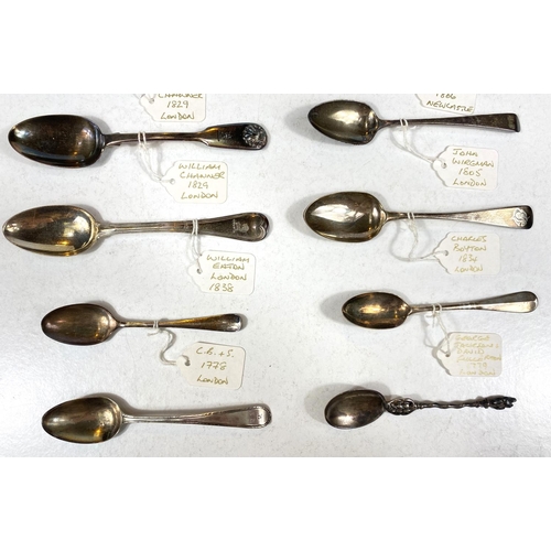 745 - A collection of hallmarked silver teaspoons, Georgian and later, various dates, 15 approx., 8oz