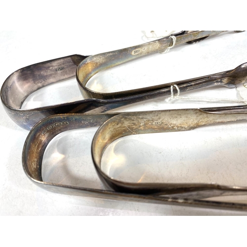 746 - A collection of 5 hallmarked silver sugar tongs, Georgian and later, various dates, 6.5oz