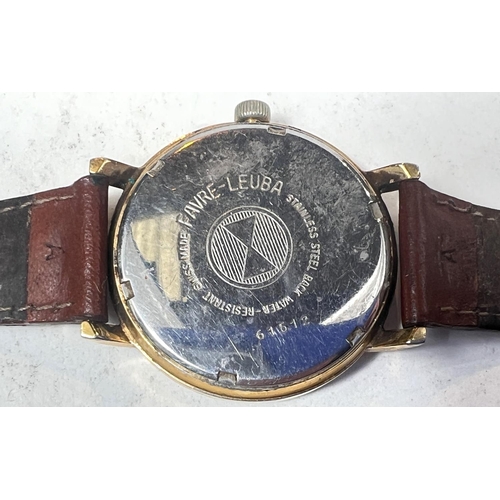 778 - A FAVRE-LEUBA Geneva Sea Chief Gents Wristwatch, cream dial, gilt batons, stamped 61512, leather str... 