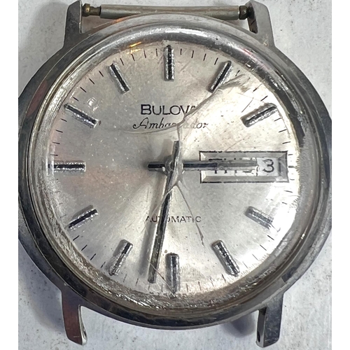 778A - A BULOVA Ambassador gents wristwatch (glass a.f. & no strap); a Prefect gents watch with a secon... 