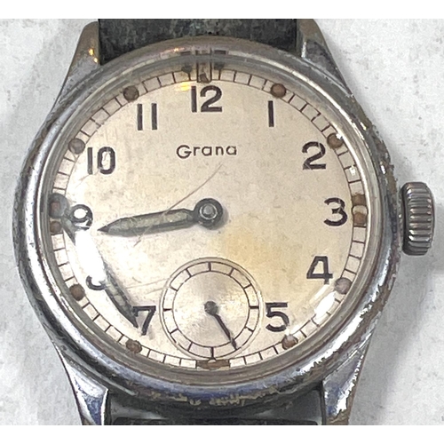 780 - A Grana military watch with cream and Arabic numerals, subsidiary seconds hand (minutes hand detache... 