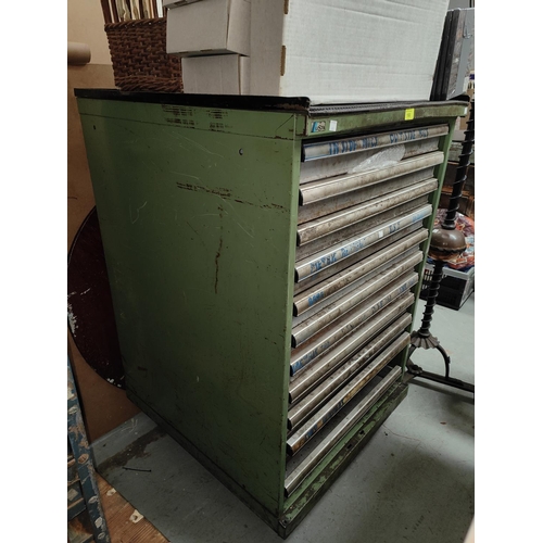 100 - A large industrial Lista military style tool cabinet, each drawer with the capacity of heavy loads, ... 