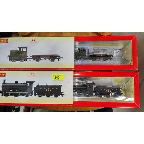 240 - Two Hornby 00 gauge locomotives, boxed:  R3704 Ruston & Hornsby, and R3621 L&NER J36 cl... 