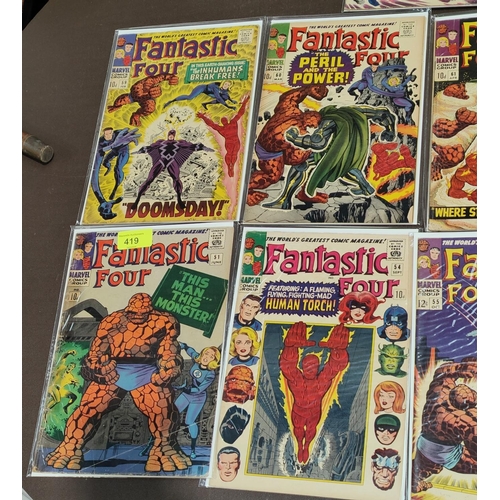 419 - Marvel Comics: 1960's Jack Kirby and Stan Lee Fantastic Four 51, 54, 55, 58, 59, 60, 61, 62, 63 (UK ... 