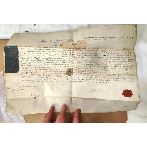 53 - Essex Militia: a commission document dated 1798 signed by Lord Braybrooke
