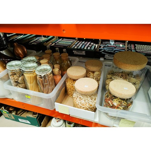 60 - Kitchenalia: a selection of modern jars with cork tops for display and storage (contents NOT include... 