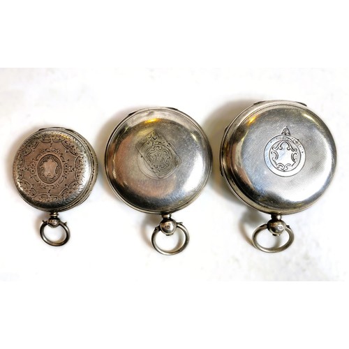 613 - A silver cased hunter pocket watch (a.f.), another pocket watch and a lady's continental fob watch