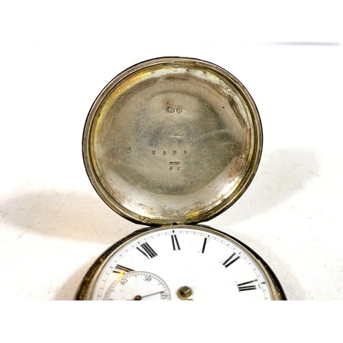 613 - A silver cased hunter pocket watch (a.f.), another pocket watch and a lady's continental fob watch