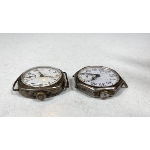 731G - Two silver cased officers trench style watches