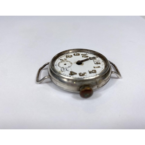 780F - A silver cased officers style trench watch (a.f)