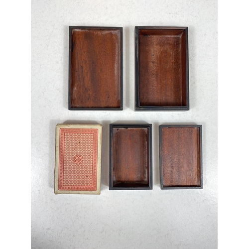 774 - A vintage tortoise shell playing card box 11 x 7cm, silver inlay and another.