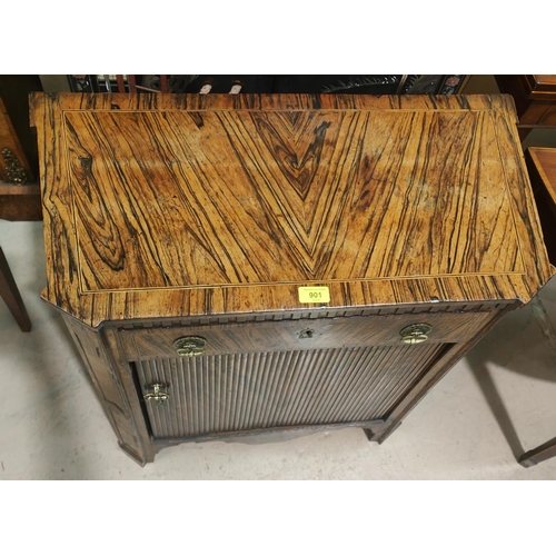 901 - An early 19th century continental rosewood side cabinet, fitted single drawer over cupboard enclosed... 