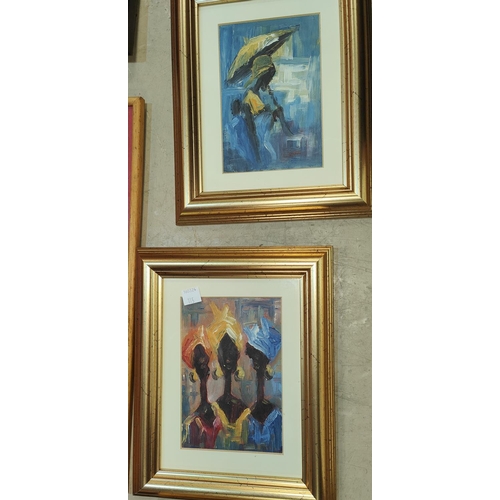 115 - A collection of 6 watercolours/oils from Nigeria; other Eastern/ethnic pictures