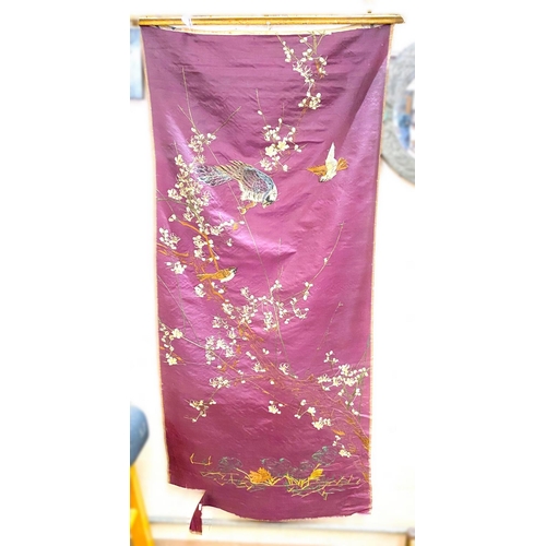 514C - A Chinese/Japanese silk wall hanging