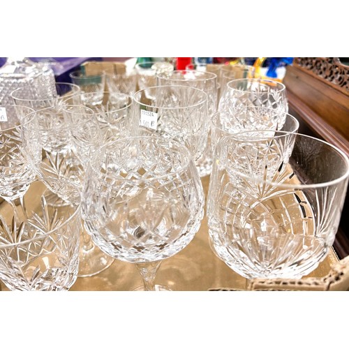 560B - A collection of Webb and other crystal drinking glasses, Edinburgh crystal bowl, a ship's decanter a... 