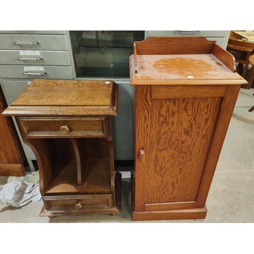 931 - A modern pair of pine 2 height bedside cabinets; 4 other bedside cabinets