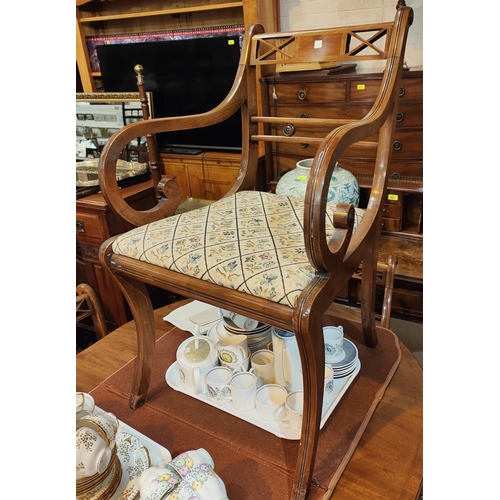 941 - A Regency style mahogany dining suite comprising extending twin pedestal table and 8 (7+ 1) chairs