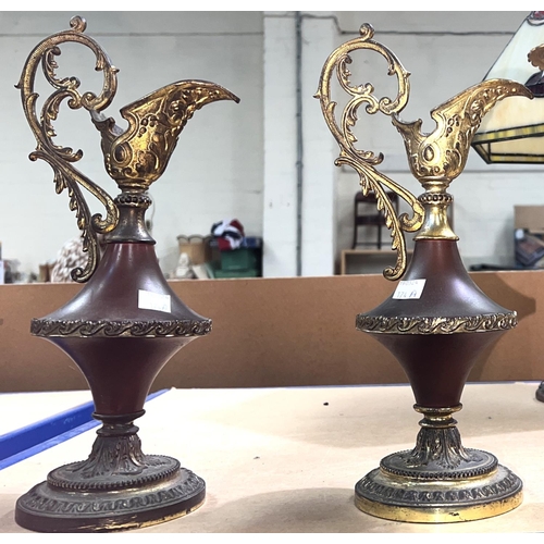 174A - A 19th century ormolu 4 branch candelabra; a pair of ornate copper and brass ewers