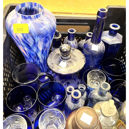 525 - A selection of Bristol blue glassware:  medicine/apothecary bottles; other glassware