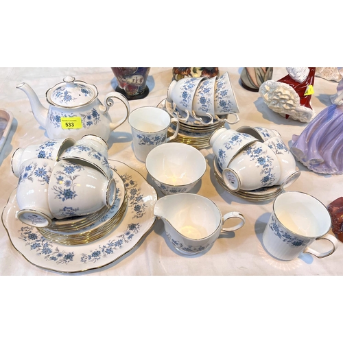 533 - A Colclough blue and gilt floral tea service, 12 setting, 43 pieces approx.