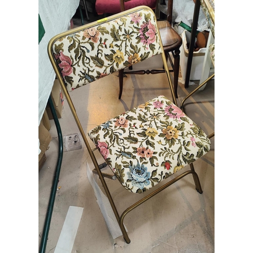 979 - A pair of vintage French chairs La Fuma, gilt and tapestry seats.