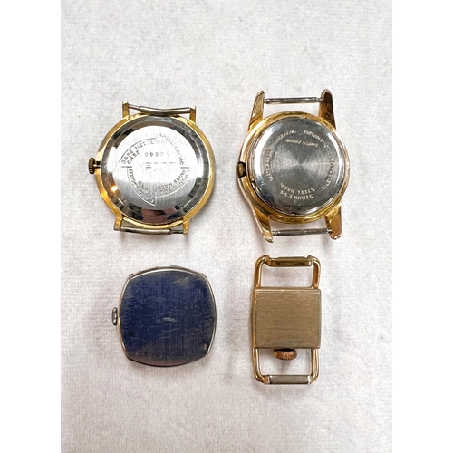 759 - 4 gents wristwatches including Rotary, Buler, Dreffa etc, no straps, (Dreffa glass a.f)