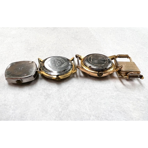 759 - 4 gents wristwatches including Rotary, Buler, Dreffa etc, no straps, (Dreffa glass a.f)