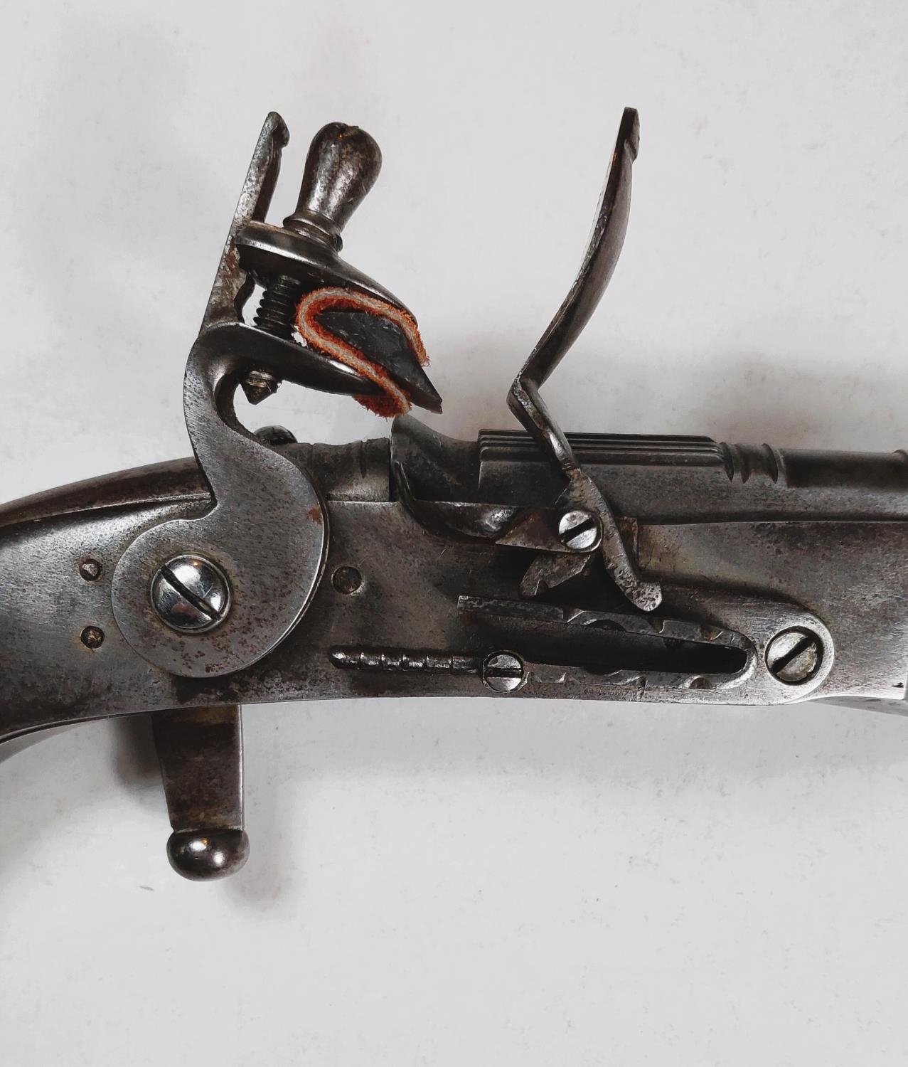 A Scottish highlands Murdoch style replica steel flintlock pistol, rams