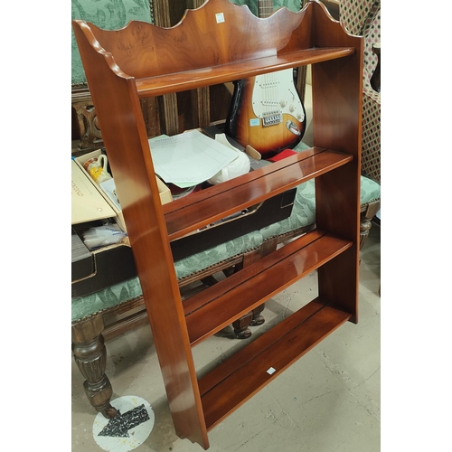 938A - A reproduction 4 height wall shelf unit in yew wood