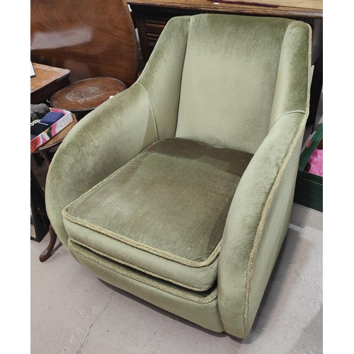 958 - An Art Deco Arm chair in green and another chair