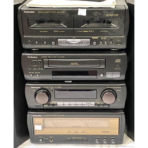32 - Technics CD Stereo System SC-CA1080 with Tuner, Amp, CD Player and Cassette Deck and 2 pairs of Spea... 