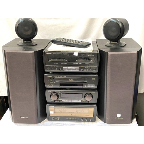 32 - Technics CD Stereo System SC-CA1080 with Tuner, Amp, CD Player and Cassette Deck and 2 pairs of Spea... 